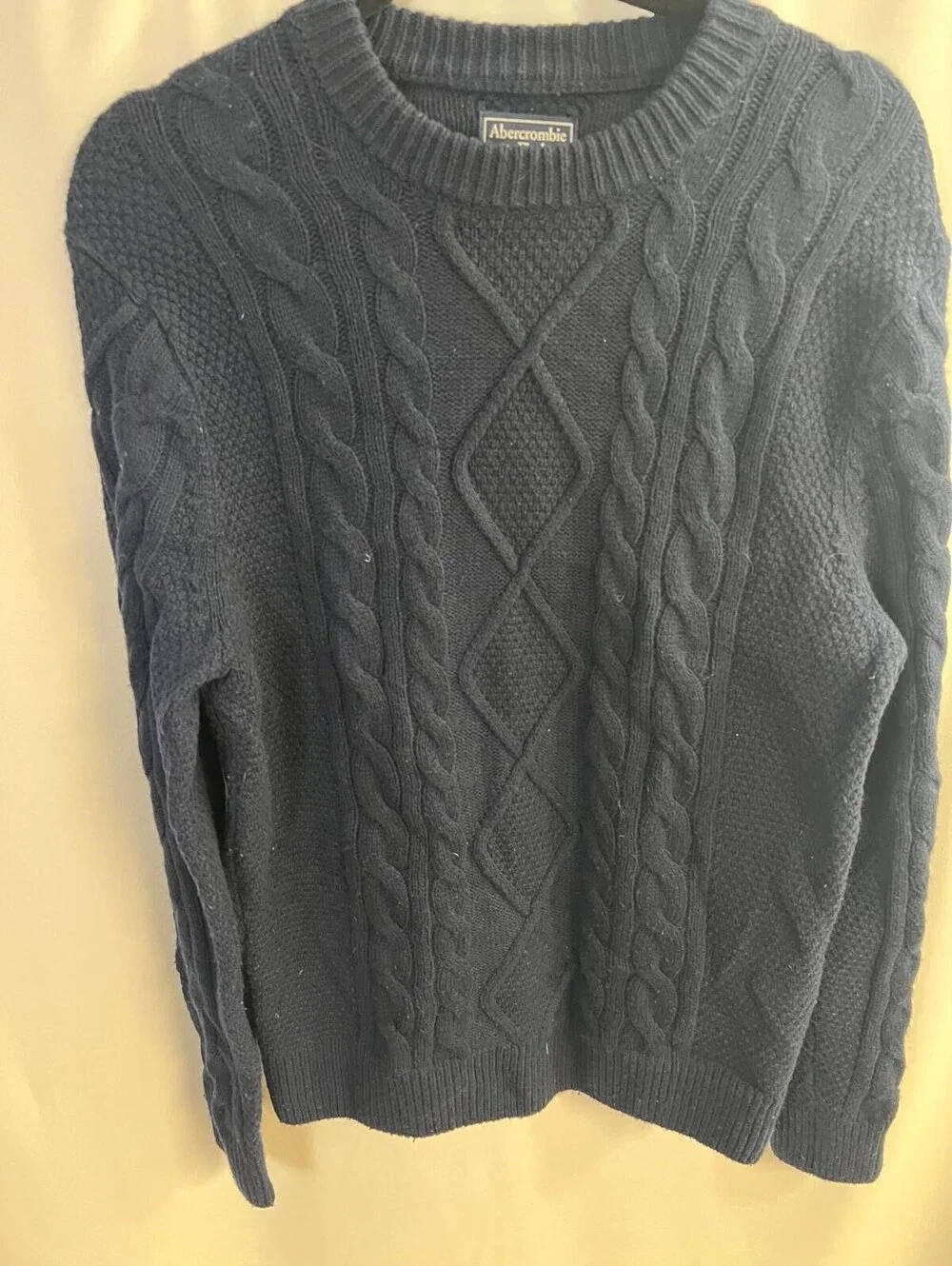Abercrombie & Fitch Navy Cable Knit Sweater Medium Classic